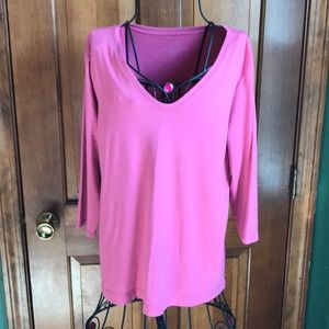 J. Jill Large 3/4 Sleeve 100% Cotton Tee Pink